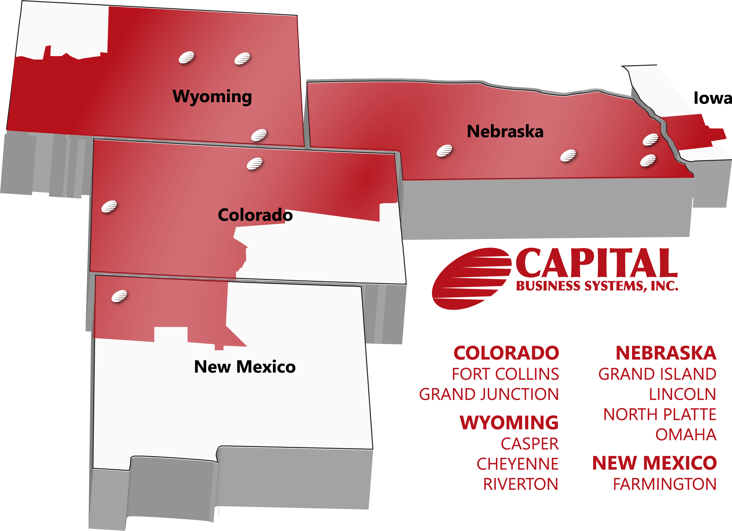 Capital Business Systems Territory Map 3D